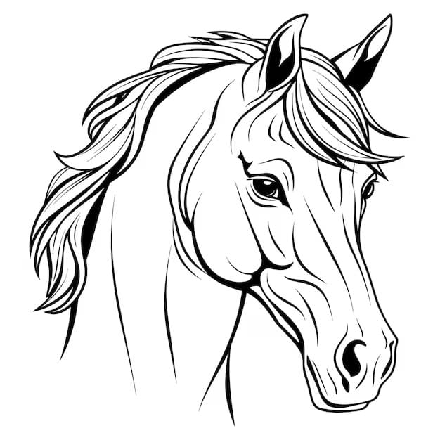 Coloriage Dessin gratuit de tête de cheval