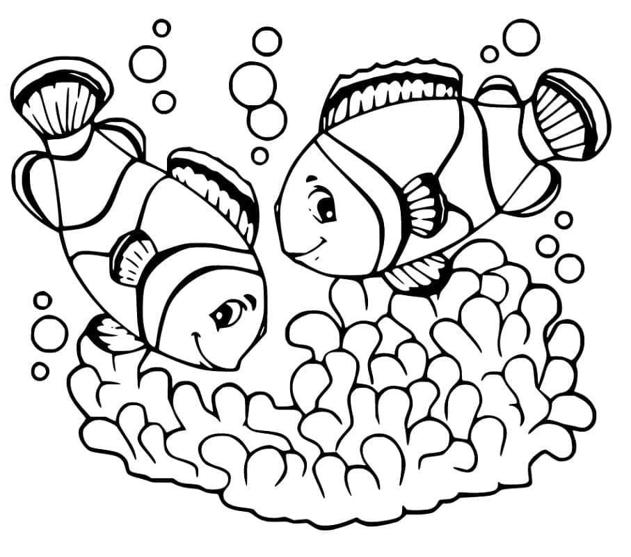 Coloriage Deux Poissons Clowns