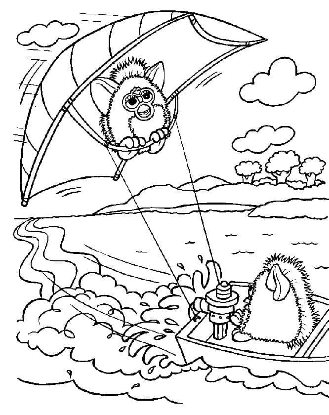 Coloriage Furby en vacances