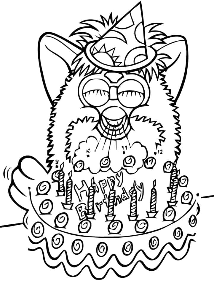 Coloriage Furby pour son anniversaire