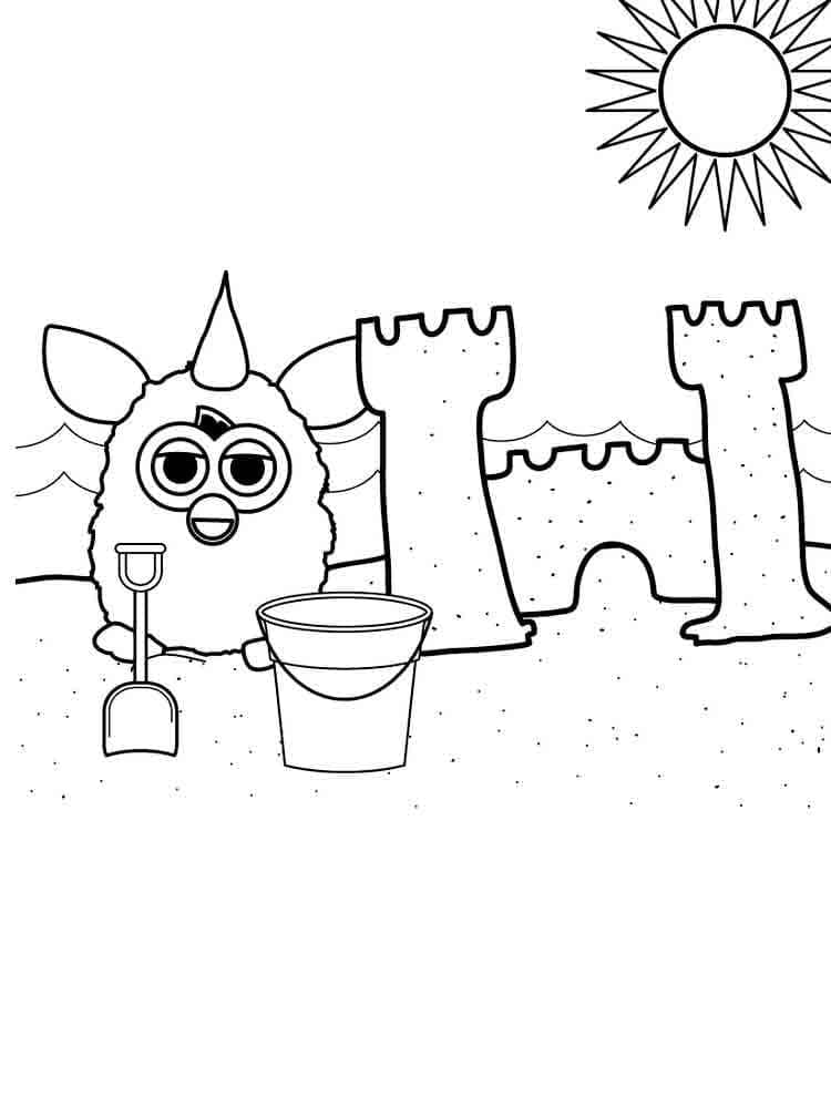 Coloriage Furby sur la plage