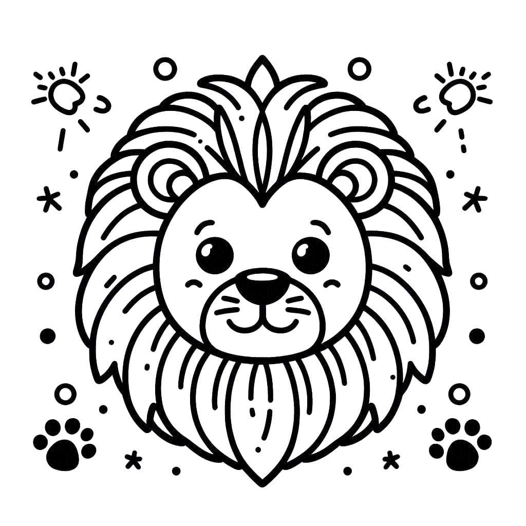 Coloriage Jolie Tête de Lion