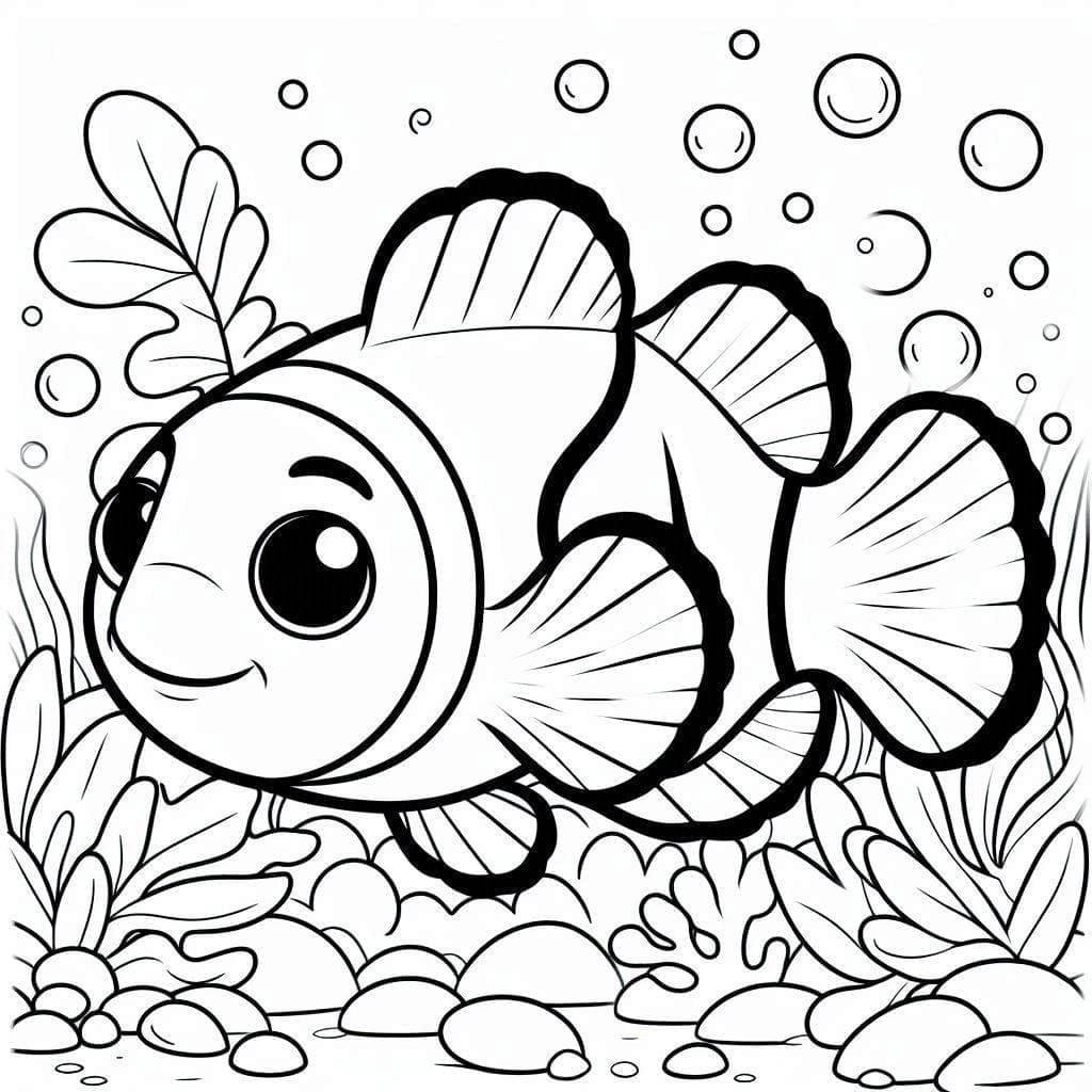 Coloriage Joyeux Poisson Clown