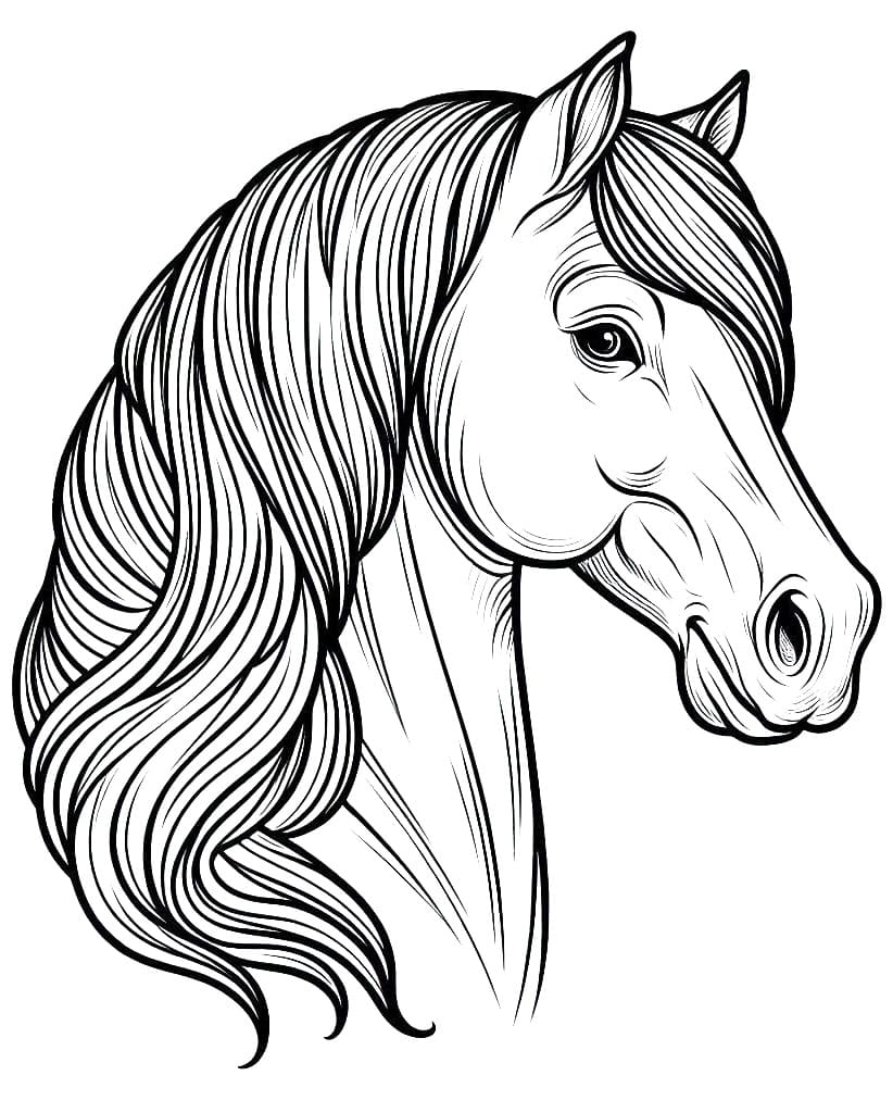 Coloriage Magnifique tête de cheval