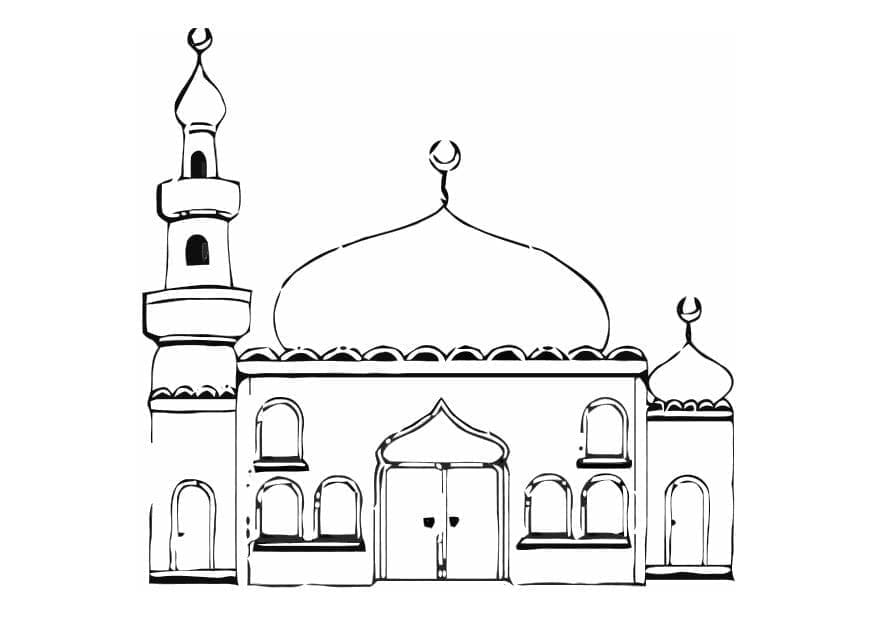 Coloriage Mosquée Gratuite Pour les Enfants