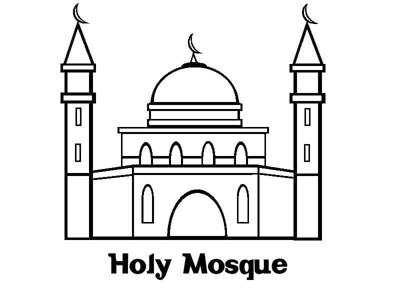 Coloriage Mosquée Imprimable Pour les Enfants