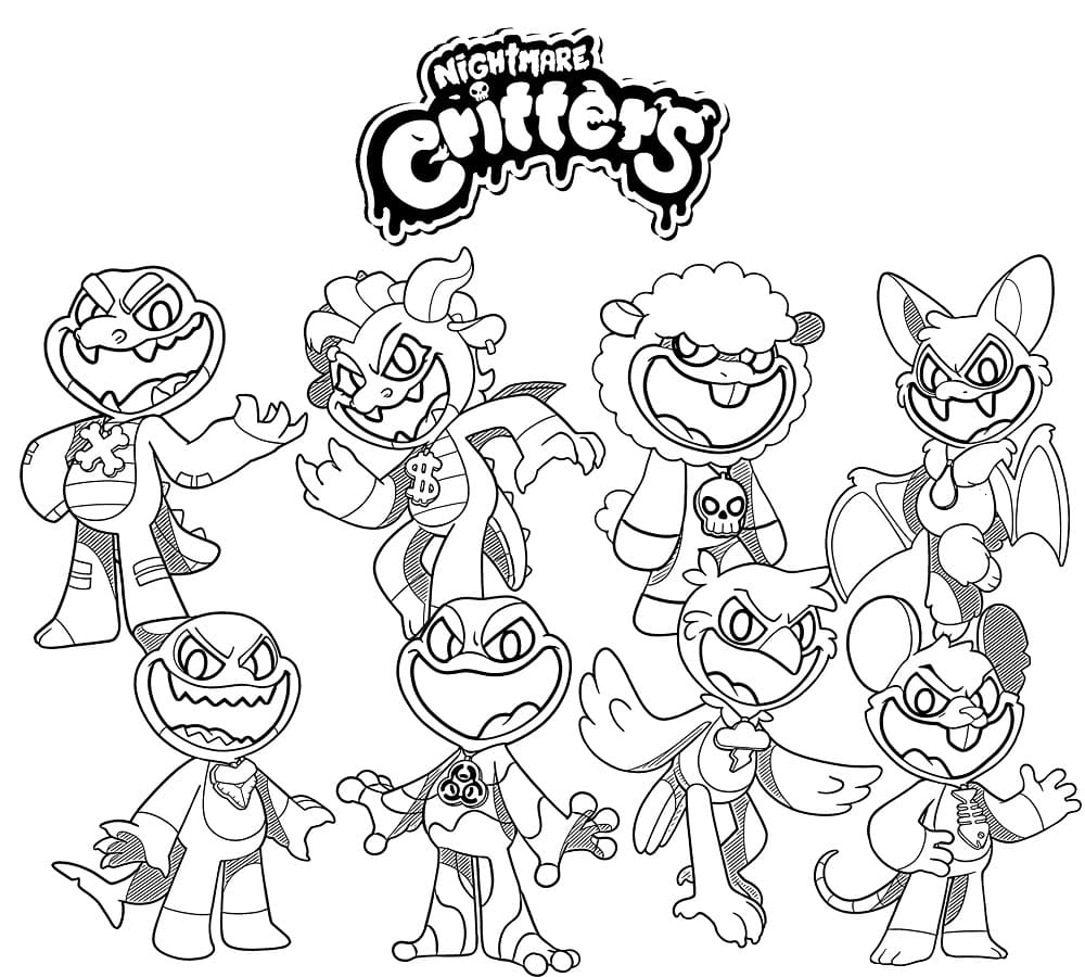 Coloriage Personnages de Nightmare Critters