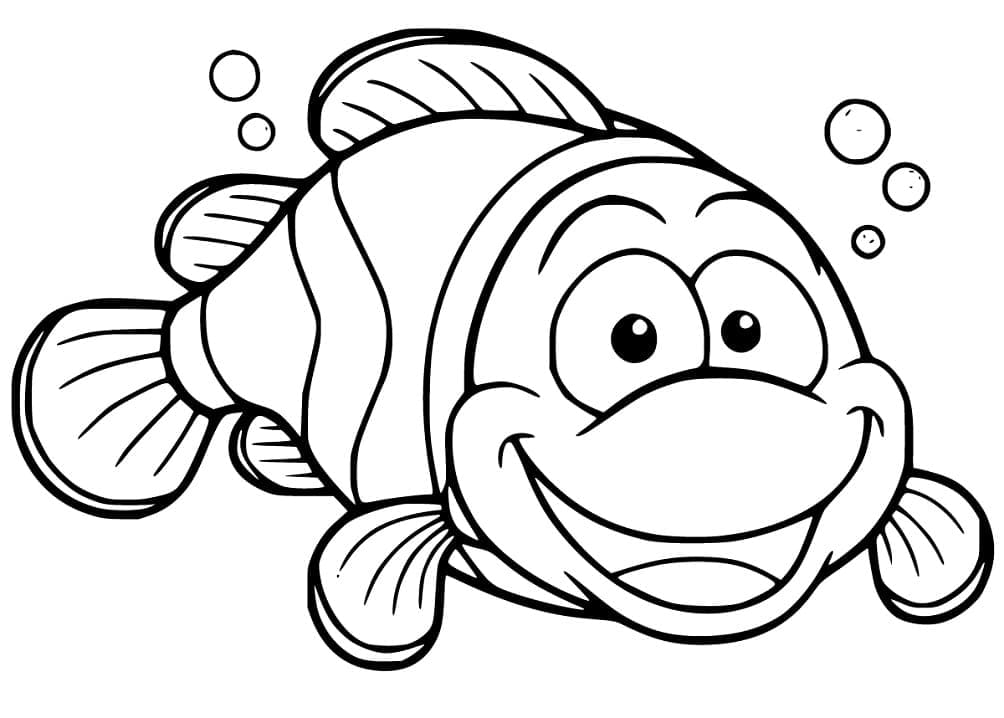 Coloriage Poisson Clown de Dessin Animé