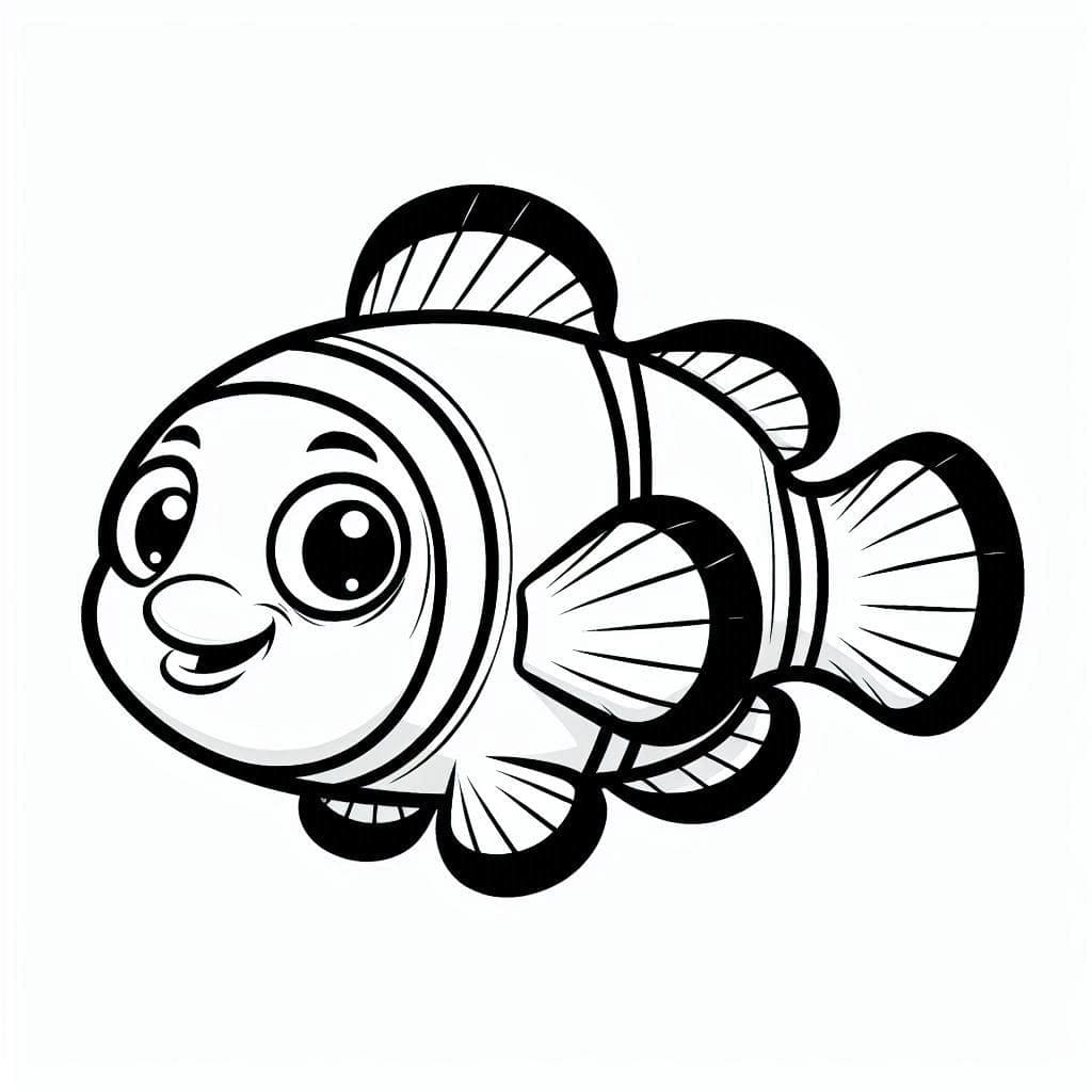 Coloriage Poisson Clown Mignon