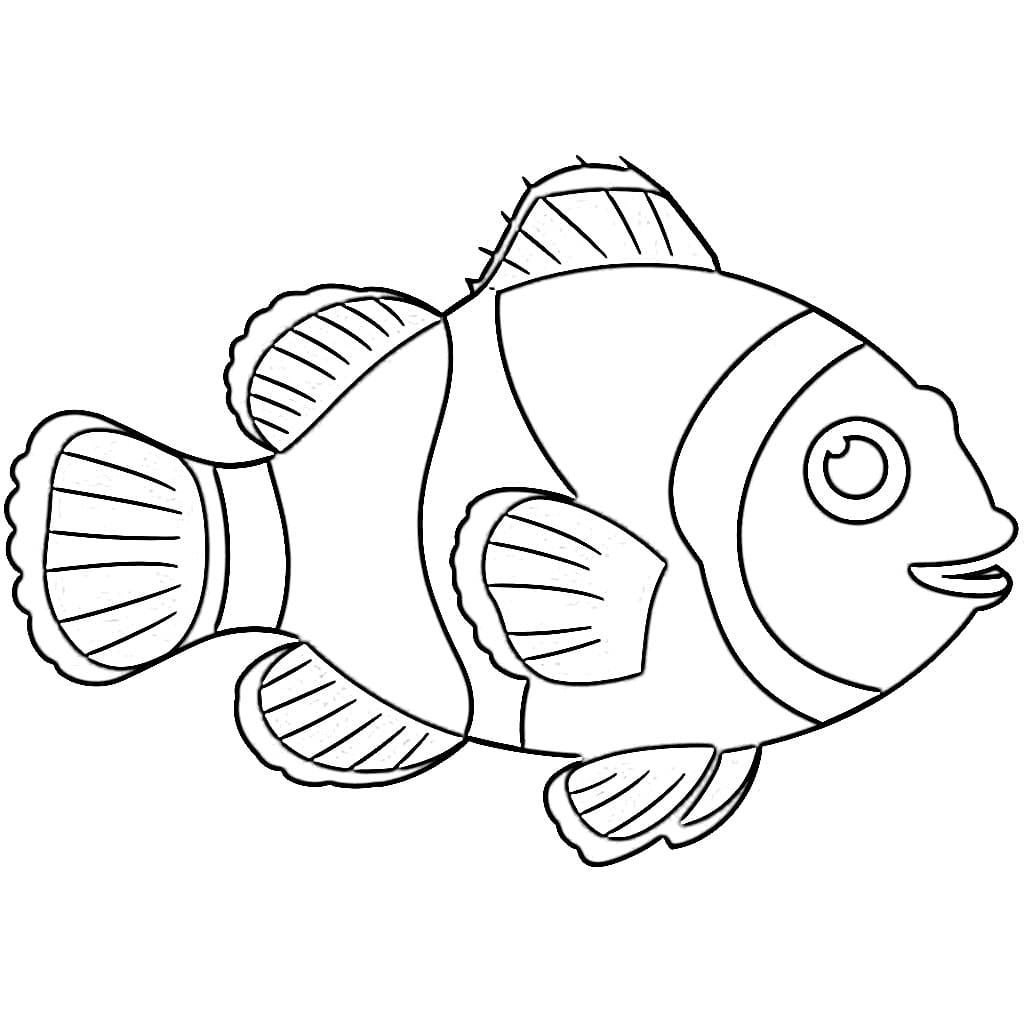 Coloriage Poisson Clown Pour les Enfants de 2 Ans