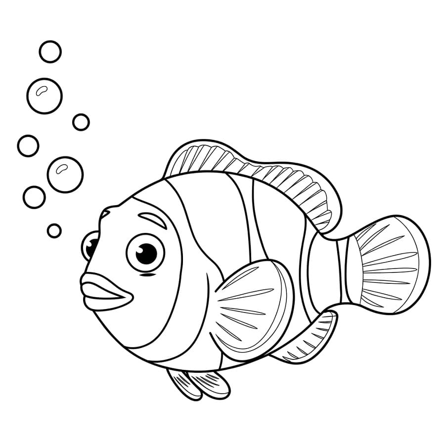 Coloriage Poisson Clown Pour les Enfants de 3 Ans