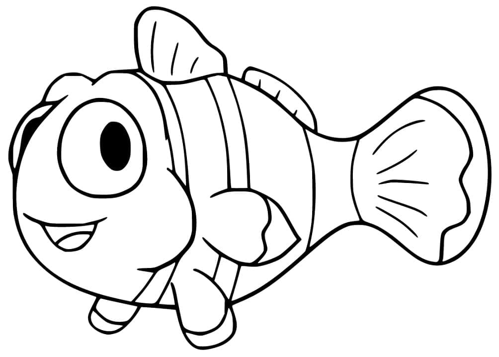 Coloriage Poisson Clown Souriant