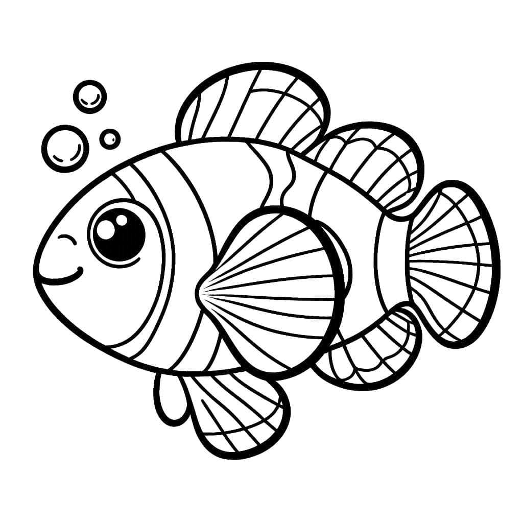 Coloriage Poisson Clown Très Mignon