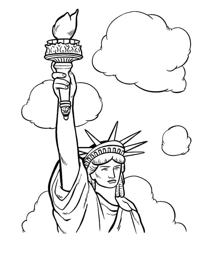 Coloriage Statue de la Liberté Gratuit Pour les Enfants