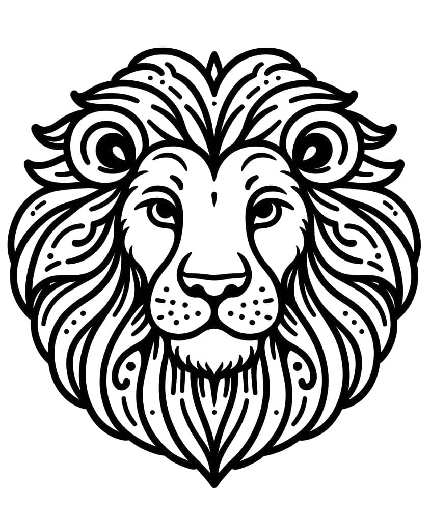 Coloriage Superbe Tête de Lion