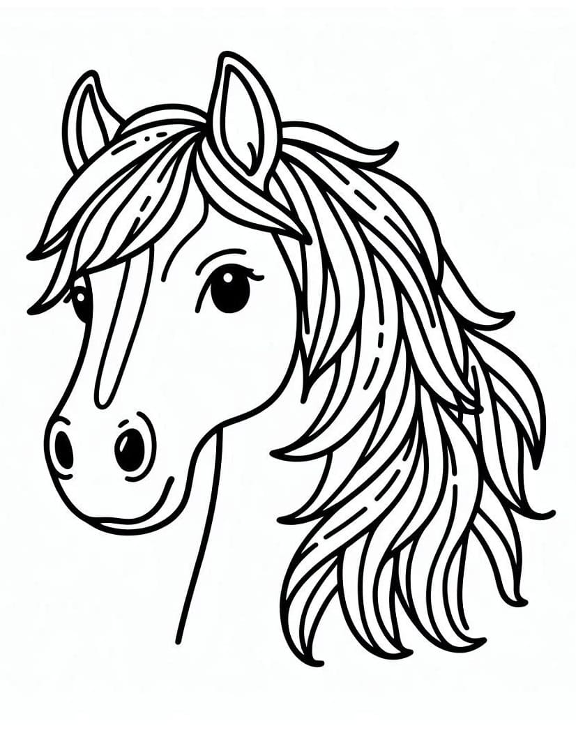 Coloriage Tête de cheval imprimable pour les enfants