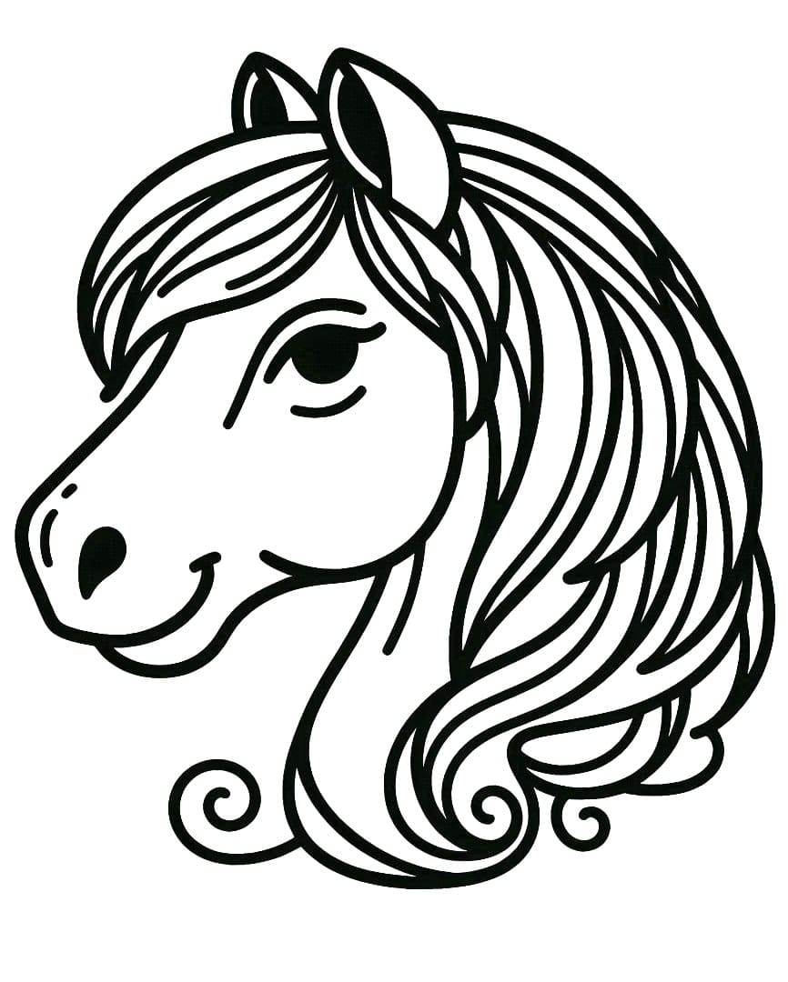 Coloriage Tête de cheval pour enfants