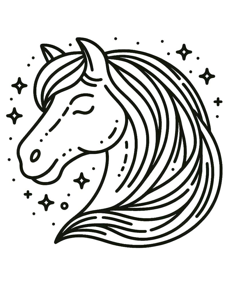 Coloriage Tête de cheval pour les enfants