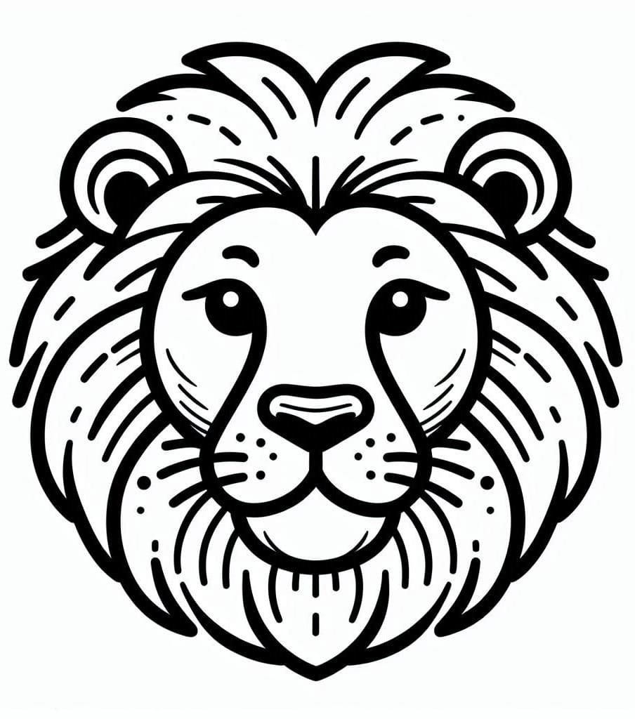 Coloriage Tête de Lion Gratuit Pour les Enfants