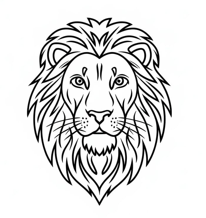 Coloriage Tête de Lion Gratuit