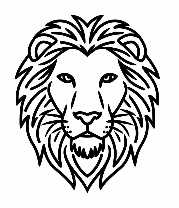 Coloriage Tête de Lion Imprimable Pour Enfants