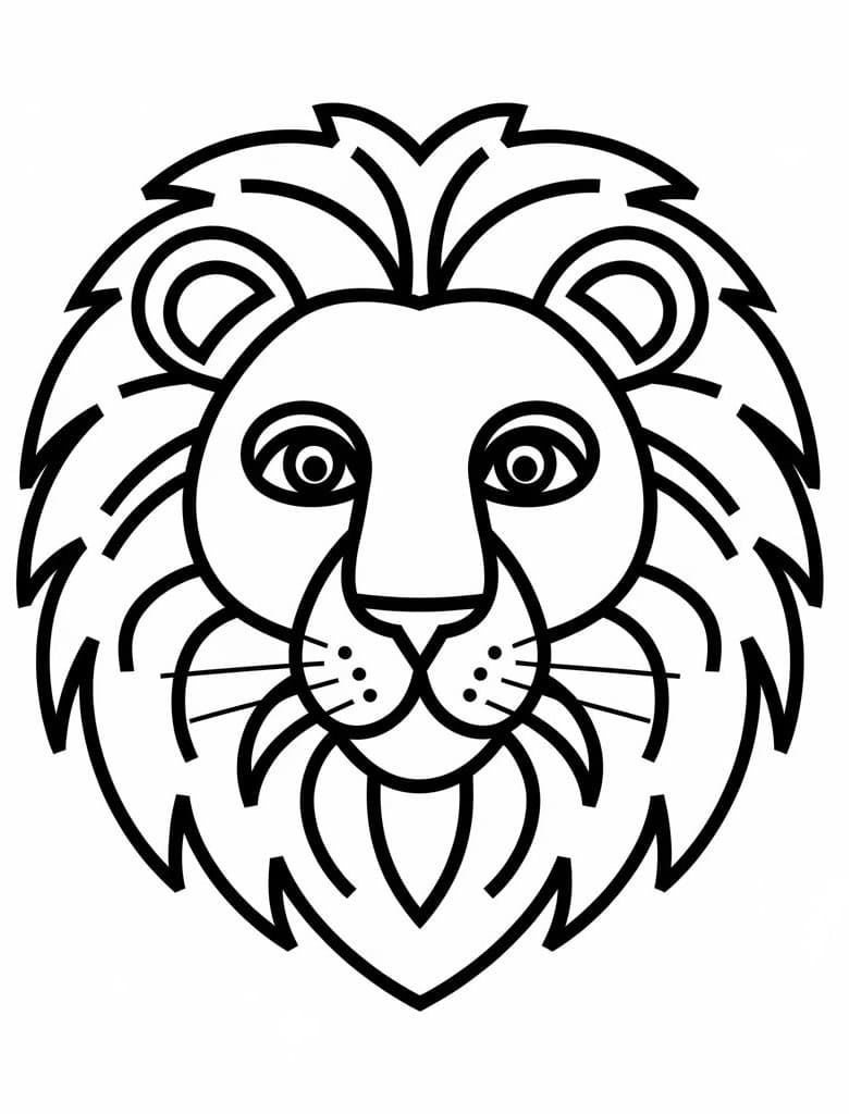 Coloriage Tête de Lion Imprimable Pour les Enfants