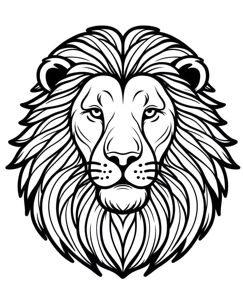 Coloriage Tête de Lion Imprimable