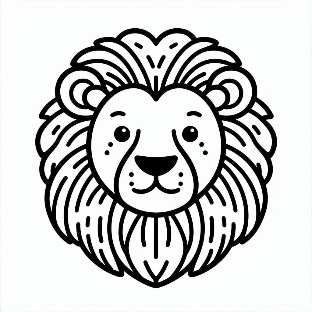 Coloriage Tête de Lion Mignonne