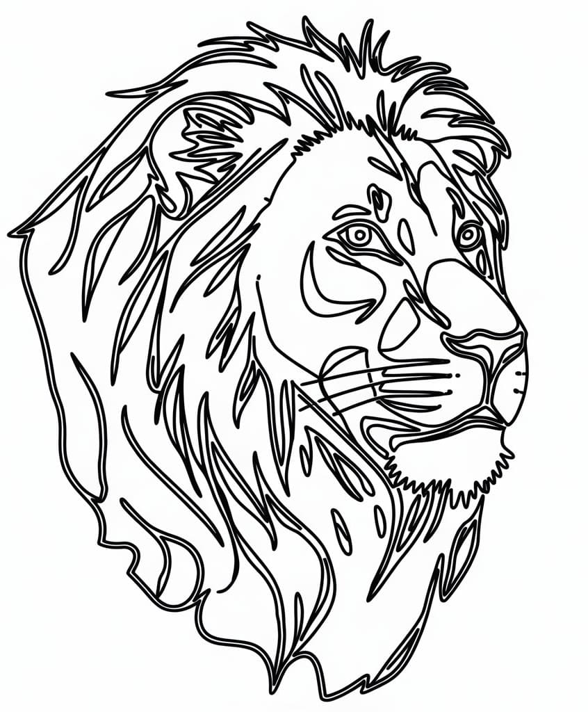 Coloriage Tête de Lion Pour Enfants