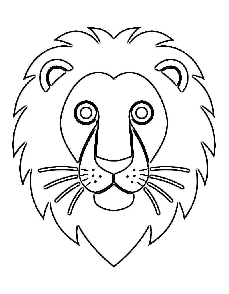 Coloriage Tête de Lion Pour les Enfants de 1 An