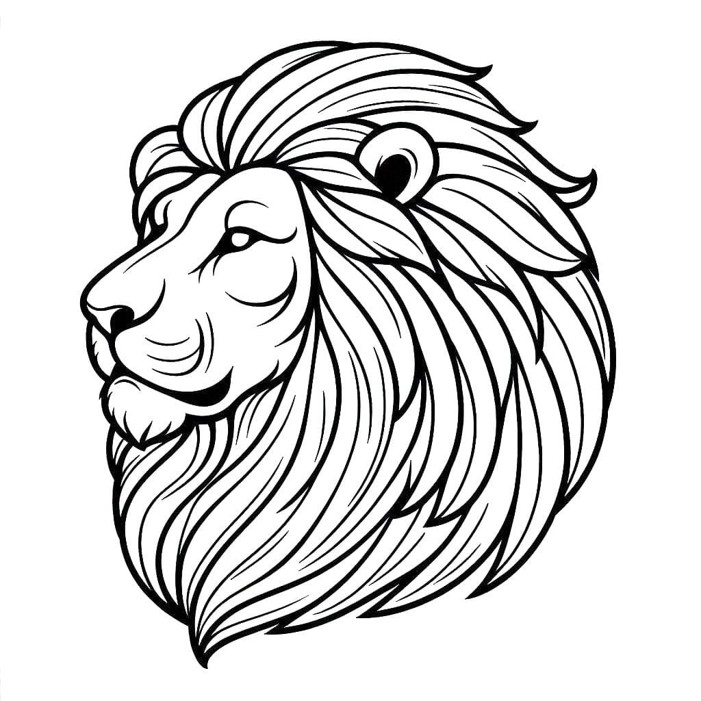 Coloriage Tête de Lion Pour les Enfants de 2 Ans