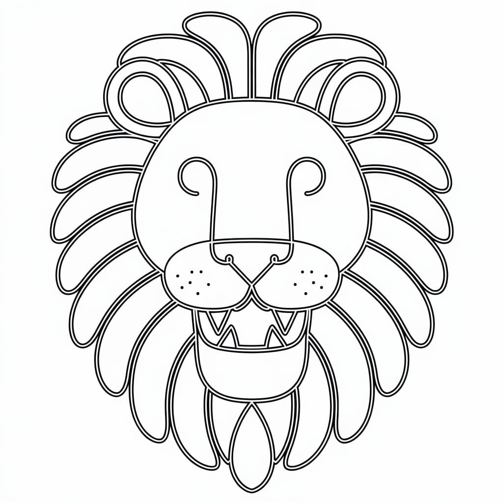 Coloriage Tête de Lion Simple