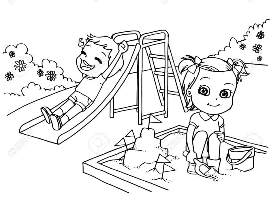 Coloriage Toboggan Pour Enfants