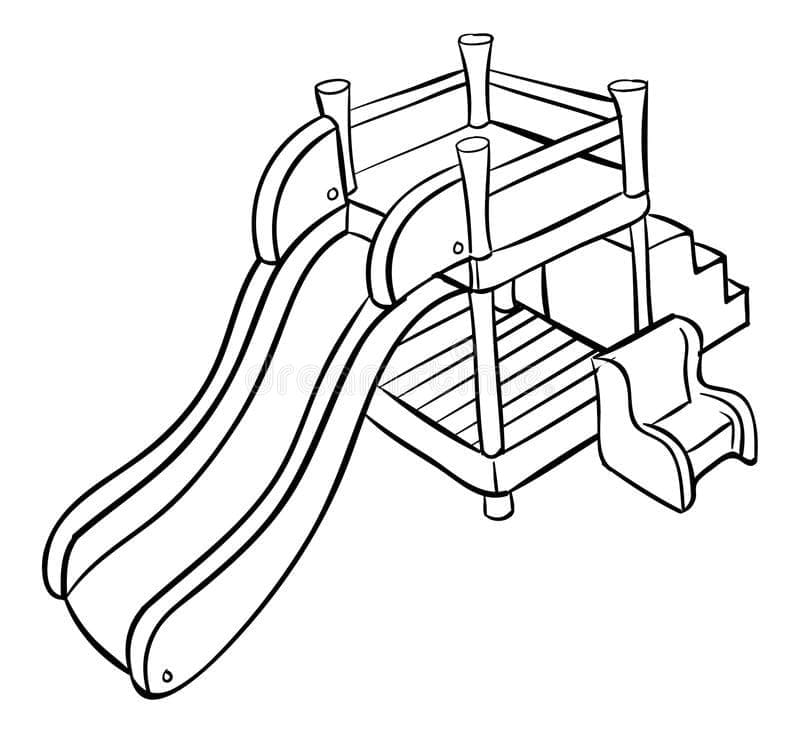 Coloriage Toboggan simple pour enfants