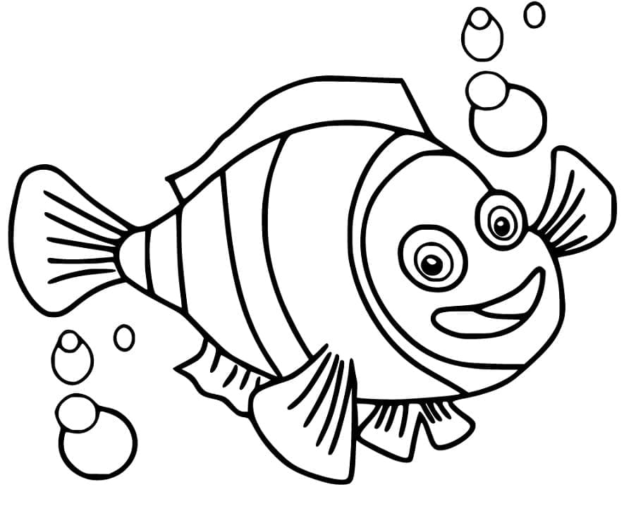 Coloriage Un Poisson Clown de Dessin Animé