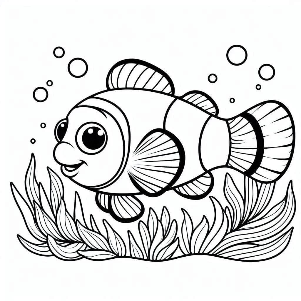 Coloriage Un Poisson Clown Mignon