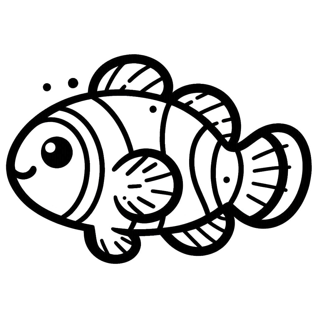 Coloriage Un Poisson Clown Très Mignon