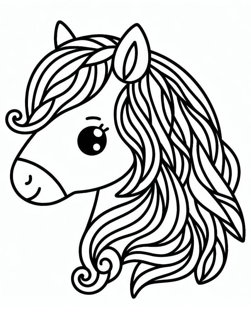 Coloriage Une jolie tête de cheval