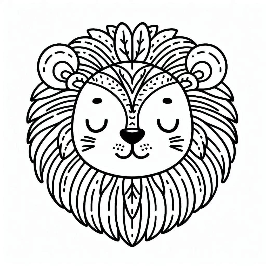 Coloriage Une Jolie Tête de Lion