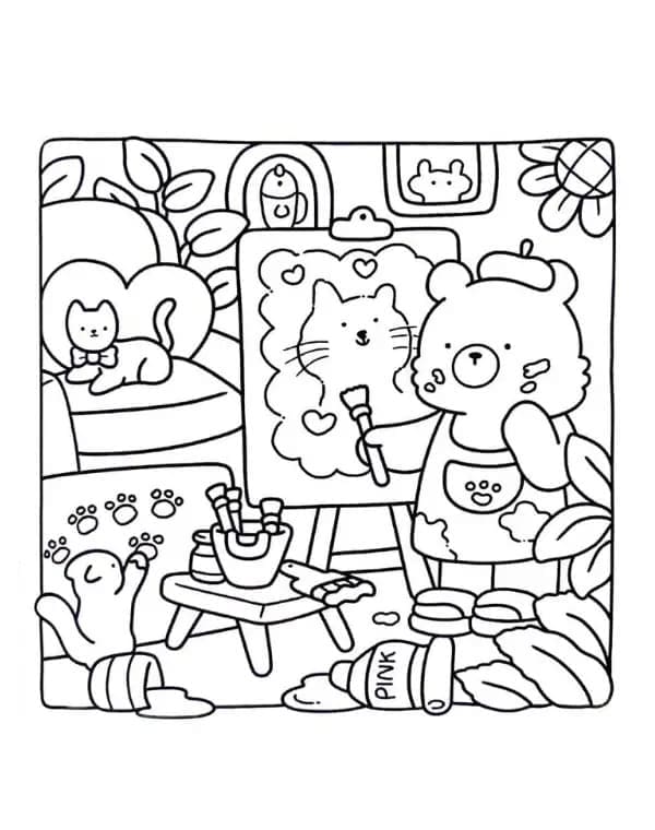 Coloriage Cozy Friends Gratuit Pour les Enfants