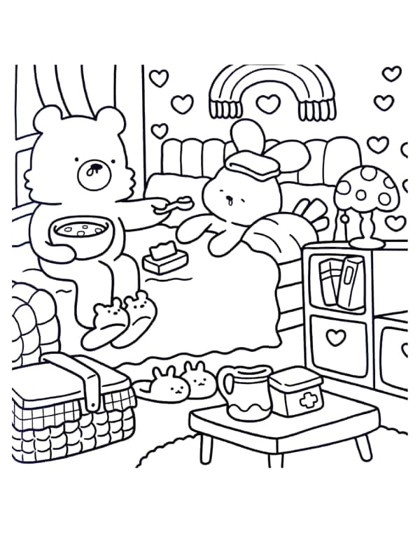 Coloriage Cozy Friends Imprimable Pour Enfants