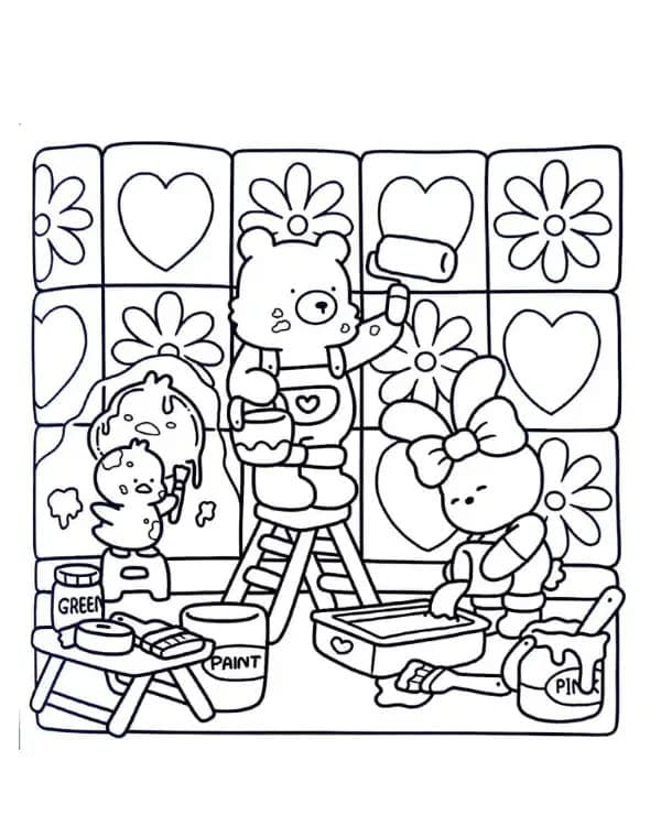 Coloriage Cozy Friends Pour les Enfants de 2 Ans