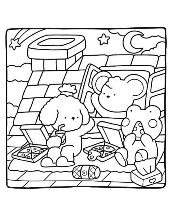 Coloriage Cozy Friends Pour les Enfants de 3 Ans