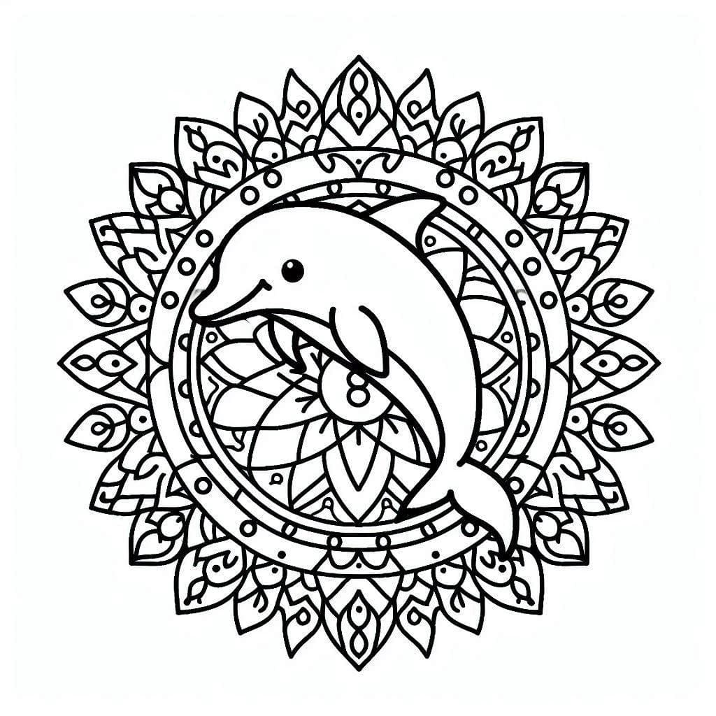 Coloriage Dauphin Mandala