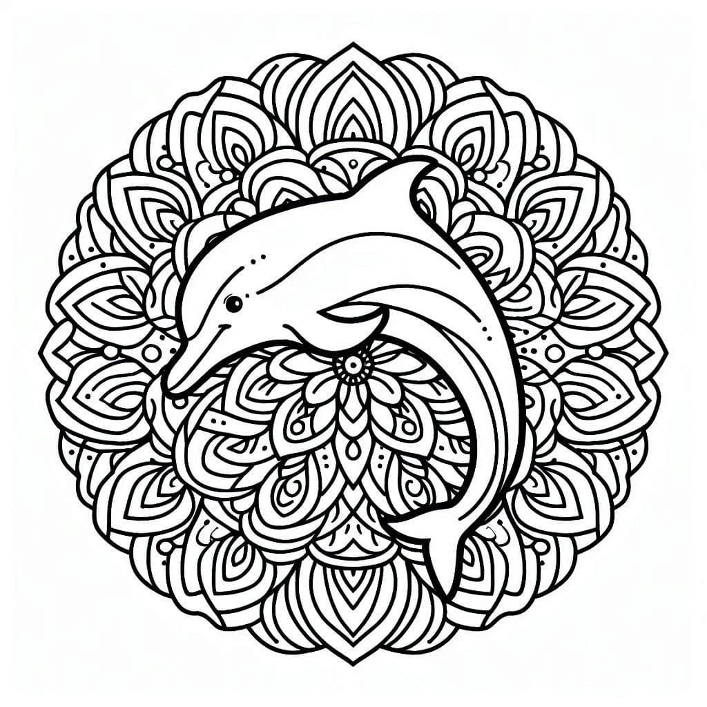 Coloriage Mandala Dauphin