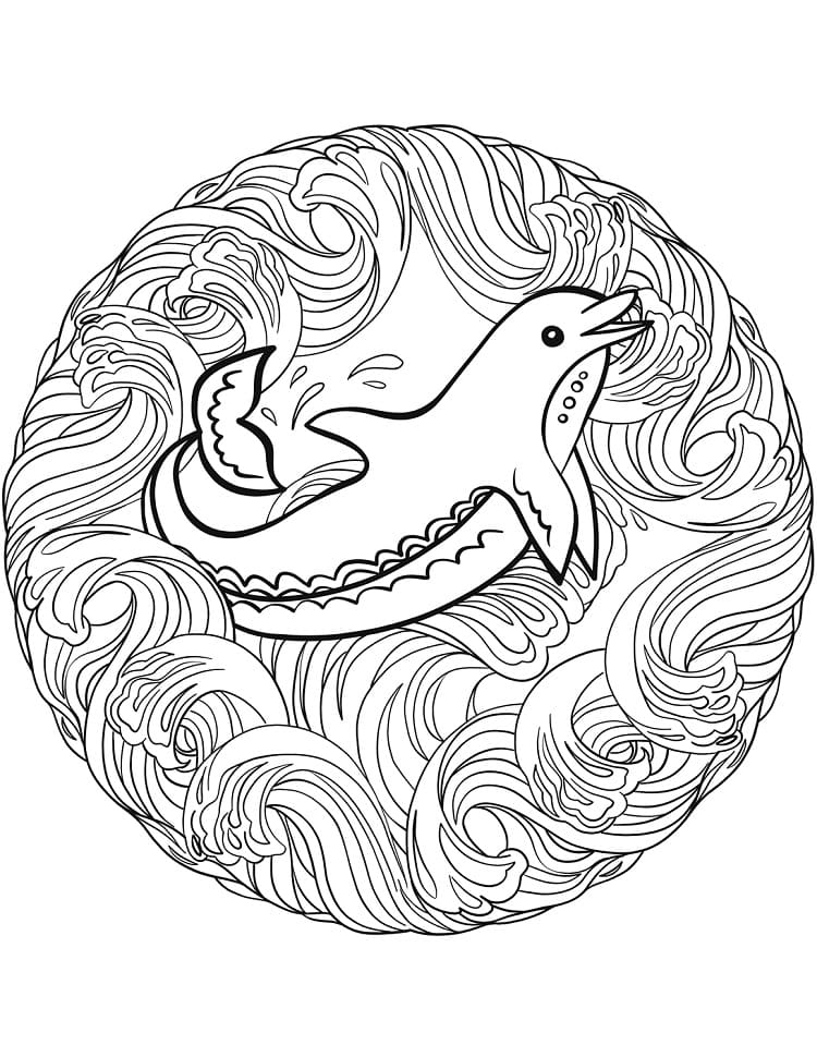 Coloriage Magnifique mandala de dauphins