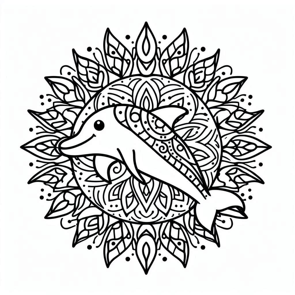 Coloriage Mandala Dauphin 3