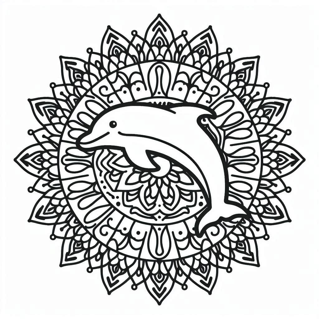 Coloriage Mandala Dauphin 4