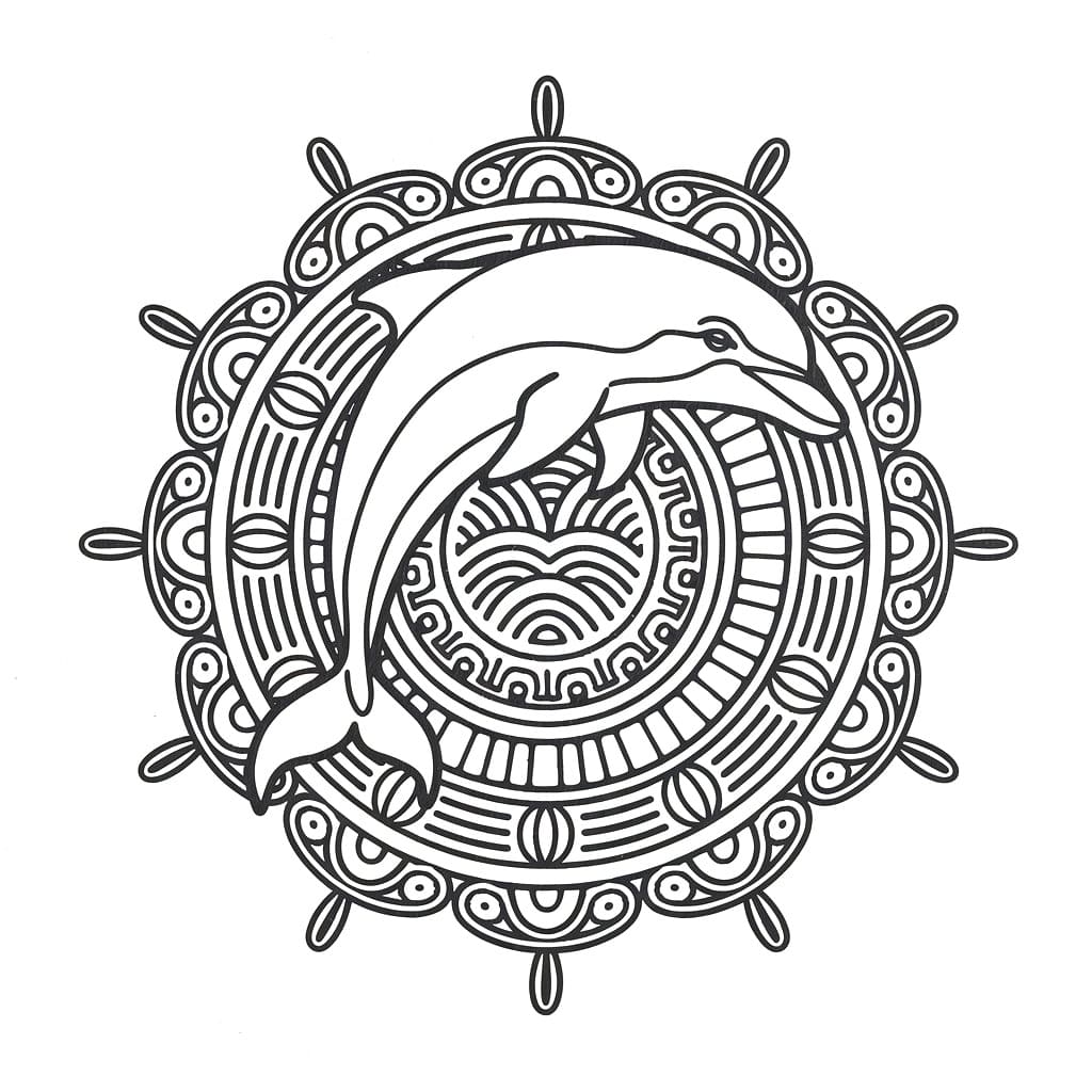 Coloriage Mandala Dauphin Gratuit Pour les Enfants