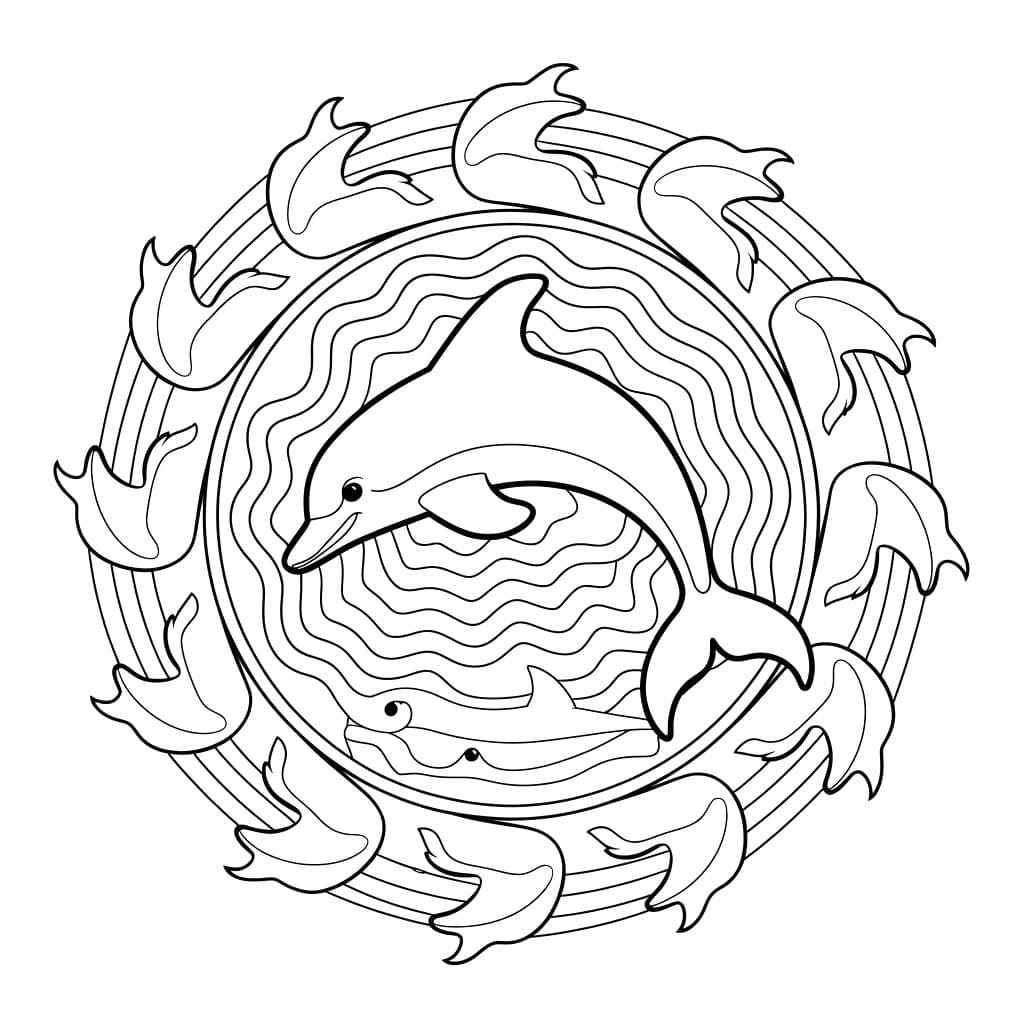 Coloriage Mandala Dauphin Pour les Enfants